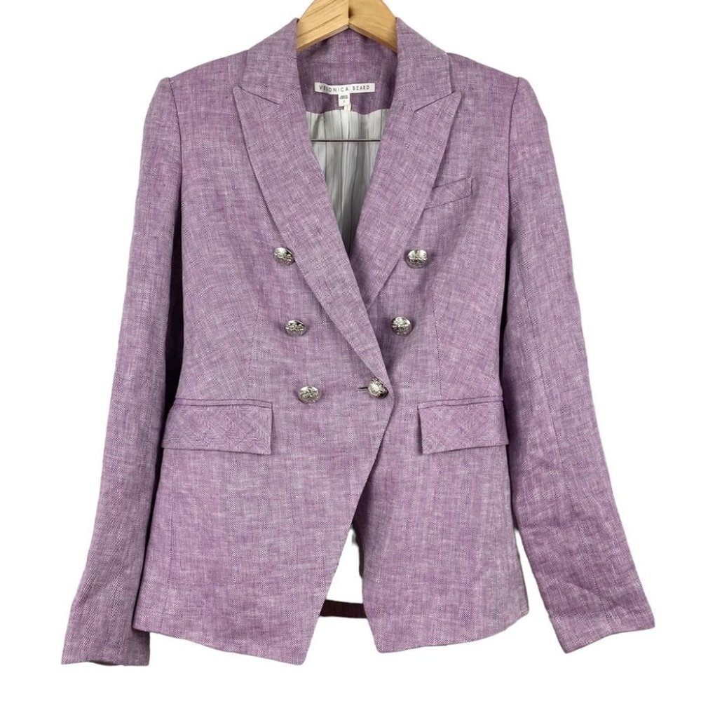 SOLD Veronica Beard Dickey Blazer Miller Lilac Purple Double Breasted Jacket - Picture 10 of 16